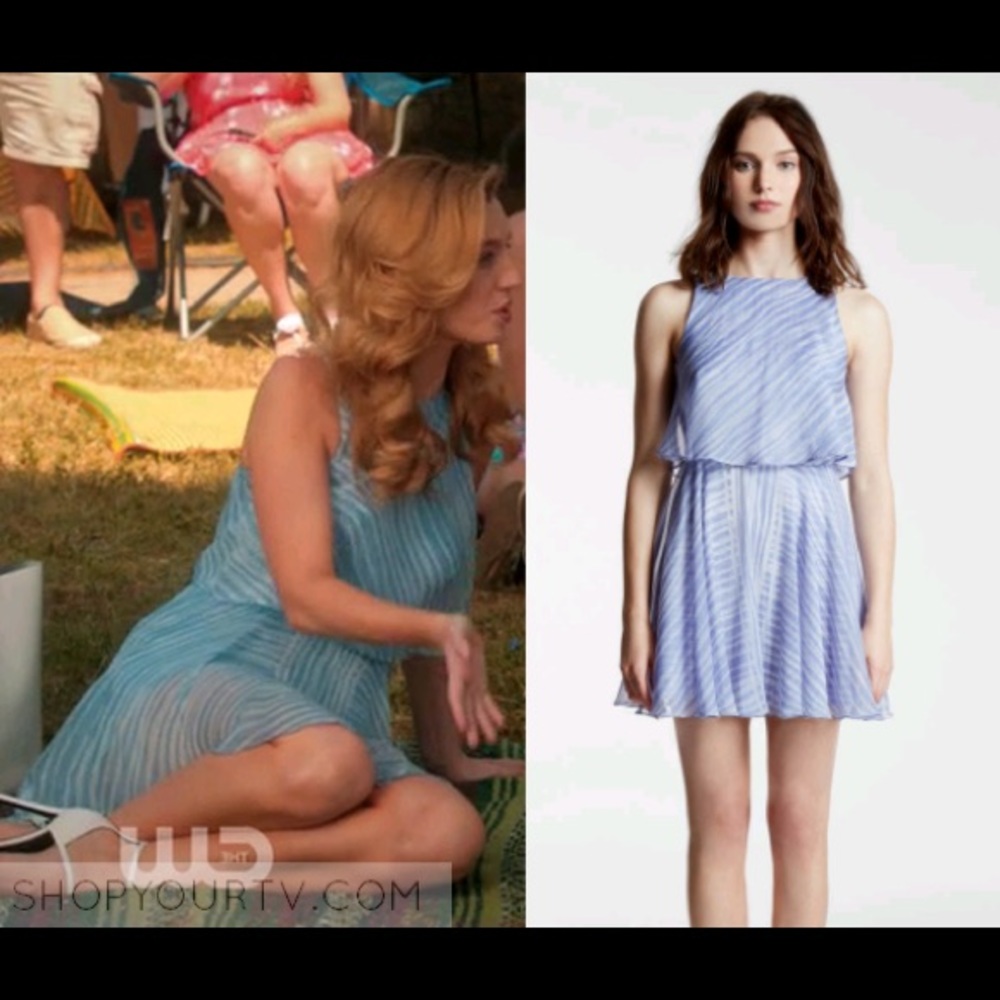 Jane the Virgin Petra Halston Heritage Blue Tiered Dress size 0